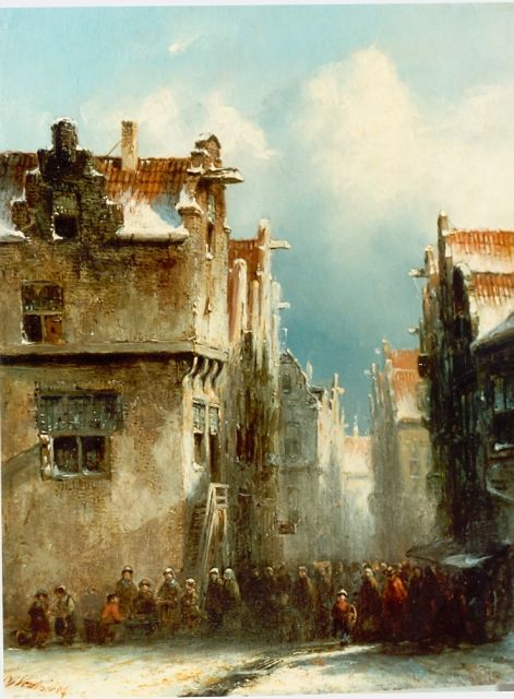 Petrus Gerardus Vertin | Market, Öl auf Holz, 24,0 x 19,0 cm, signed l.l.