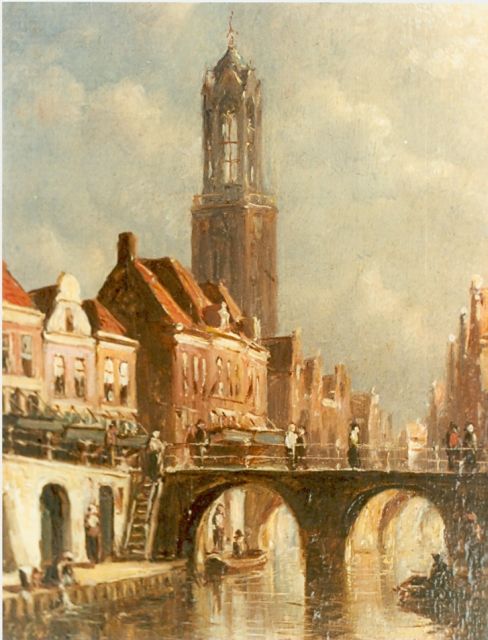 Petrus Gerardus Vertin | A view of a Dutch town, Öl auf Holz, 13,0 x 10,1 cm, signed l.l.