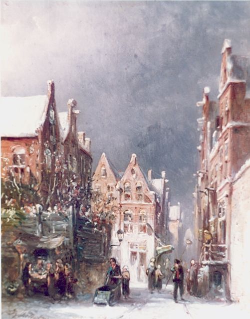 Vertin P.G.  | A snowy Dutch town, Öl auf Holz 20,0 x 15,0 cm, signed l.l. und dated '87