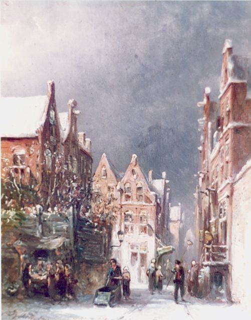 Petrus Gerardus Vertin | A snowy Dutch town, Öl auf Holz, 20,0 x 15,0 cm, signed l.l. und dated '87