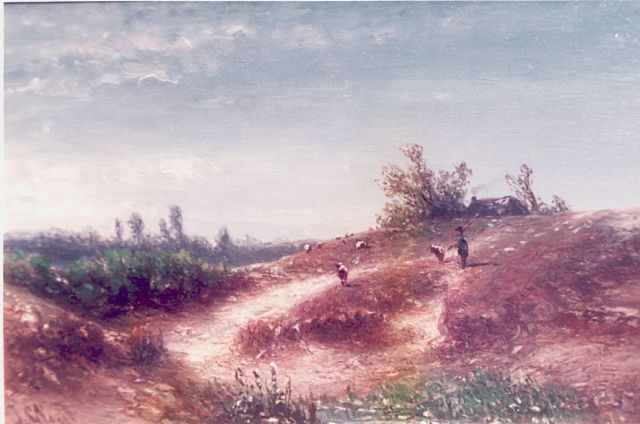 Johannes Gijsbert Vogel | Heath landscape, Öl auf Holz, 20,7 x 32,0 cm, signed l.l.