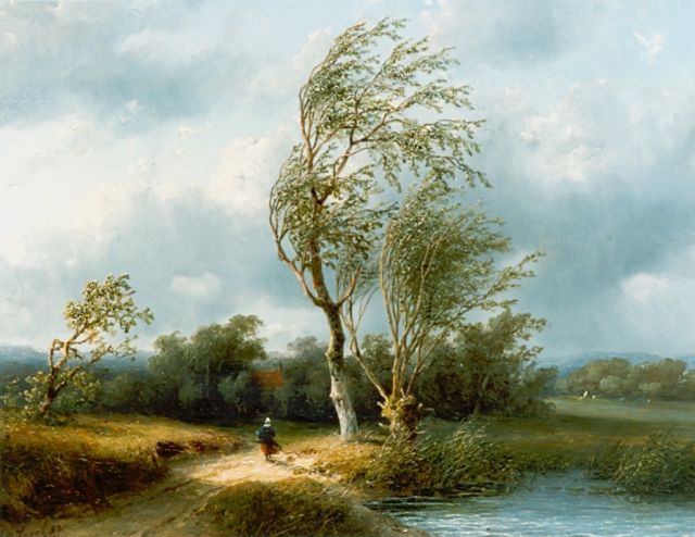 Johannes Gijsbert Vogel | Stormy weather, Öl auf Holz, 32,0 x 41,7 cm, signed l.l.