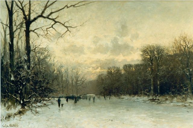 Rossum du Chattel F.J. van | Winter landscape, Öl auf Leinwand 79,5 x 121,0 cm, signed l.l.