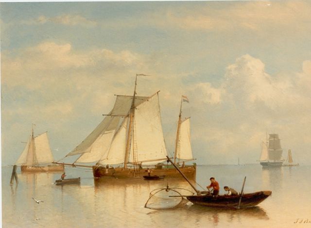 Johan Rust | Anchored boats, Öl auf Tafel, 25,9 x 35,8 cm, signed l.r.