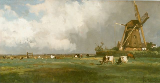 Edmund Schampheleer | Study of Abcoude, Öl auf Holz, 25,6 x 48,6 cm, signed l.r. und dated 1878