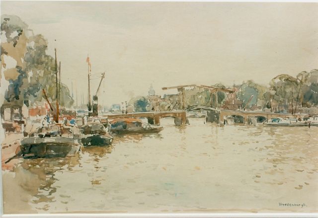 Cornelis Vreedenburgh | View of the 'Magere Brug', Amsterdam, Aquarell auf Papier, 32,0 x 46,0 cm, signed l.r.