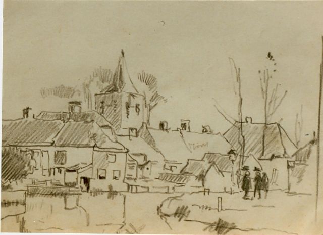 Cornelis Vreedenburgh | View of a village, Bleistift auf Papier, 12,0 x 17,0 cm