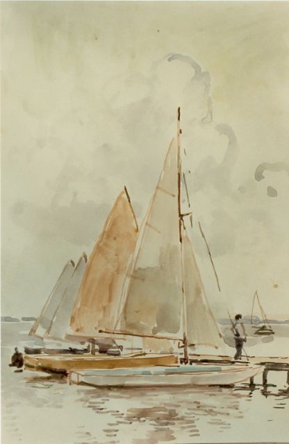 Cornelis Vreedenburgh | Moored sailing boats, Aquarell auf Papier, 19,5 x 13,5 cm
