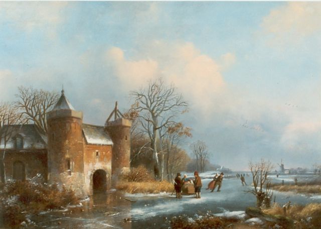 Johannes Petrus van Velzen | Ice sports, Öl auf Holz, 33,0 x 45,0 cm, signed l.l.