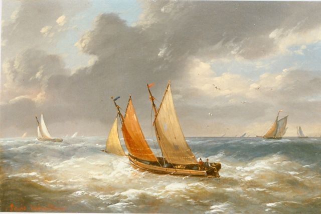 Charles Louis Verboeckhoven | Sea view, Öl auf Holz, 12,0 x 17,3 cm, signed l.l.