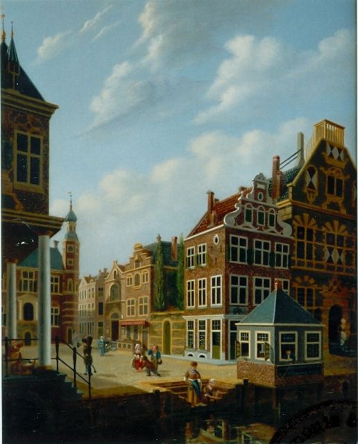Verheijen J.H.  | Townscape, Rotterdam, Öl auf Holz 33,5 x 26,7 cm