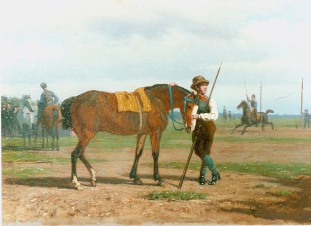 Cornelis Albertus Johannes Schermer | Rider and his horse, Öl auf Holz, 13,0 x 18,3 cm, signed l.r.