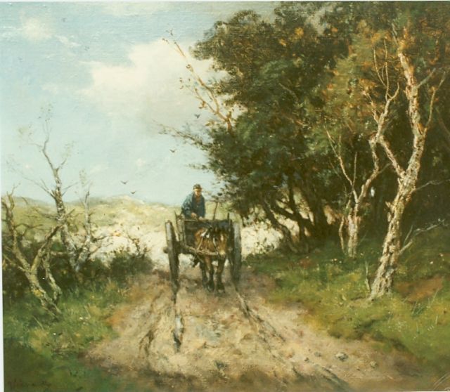 Johan Frederik Cornelis Scherrewitz | Horse-drawn cart, Öl auf Leinwand, 44,7 x 55,2 cm, signed l.l.