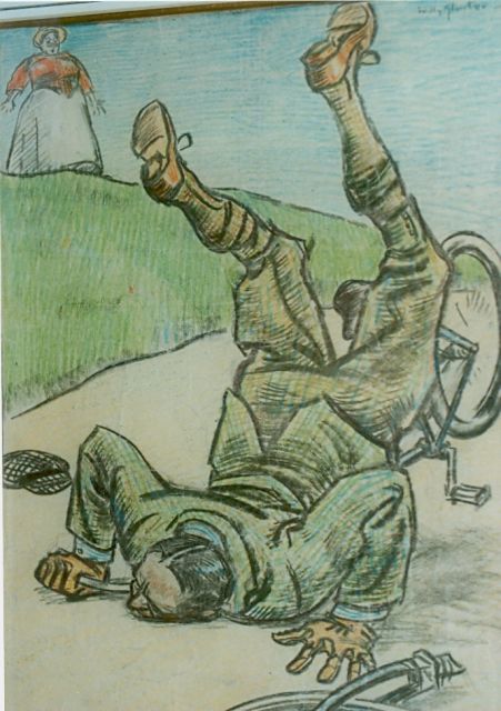 Willy Sluiter | An accident, Kreide auf Papier, 41,0 x 32,0 cm, signed u.r. und Dated 1916