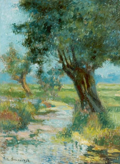 Anton Smeerdijk | Landscape, Kortenhoef, Öl auf Holz, 23,7 x 18,2 cm, signed l.l.