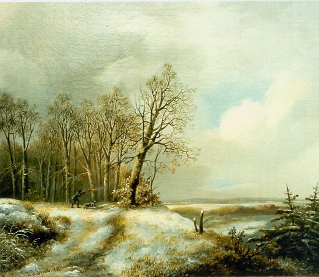 Jan Jacob Spohler | Hunting, Öl auf Leinwand, 26,7 x 33,6 cm, signed l.l. und dated 1835
