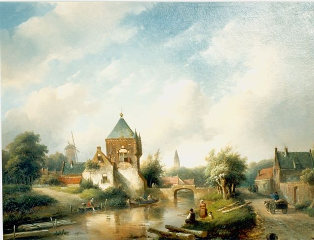 Jan Jacob Spohler | A river landscape in summer, Öl auf Leinwand, 53,3 x 68,5 cm, signed l.r. und dated '55