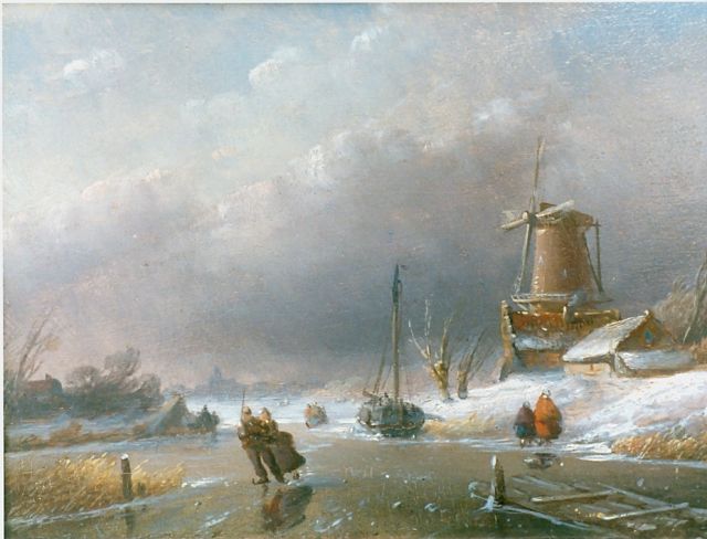 Jan Jacob Spohler | A winter landscape, Öl auf Tafel, 15,2 x 20,5 cm, signed l.l.