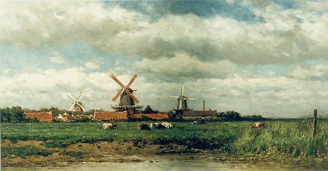 Willem Roelofs | Polder landscape, Öl auf Holz, 35,5 x 68,5 cm, signed l.r.