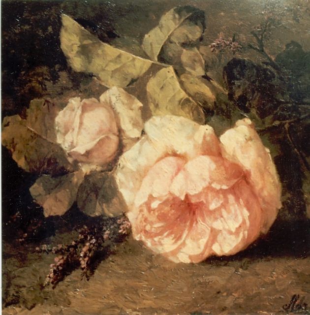 Margaretha Roosenboom | Pink roses, Öl auf Holz, 22,0 x 30,0 cm, signed l.r.