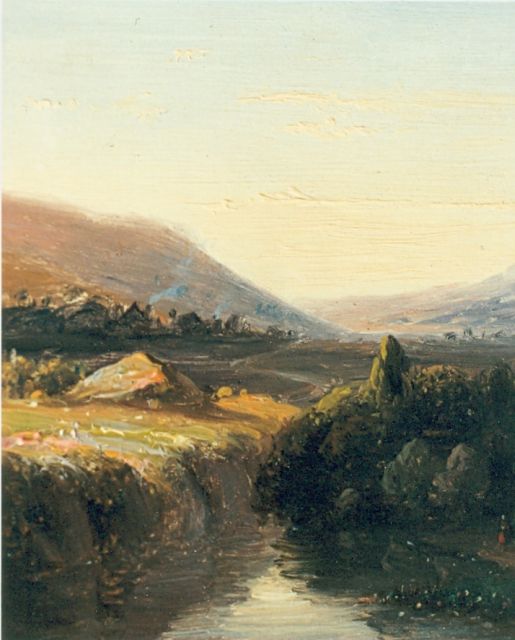Nicolaas Roosenboom | Mountainous landscape, Öl auf Holz, 11,0 x 9,0 cm, signed l.l.