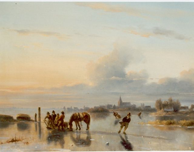 Roosenboom N.J.  | Skaters on the ice, Öl auf Holz 28,2 x 35,1 cm, signed l.l.