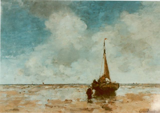 Louis Stutterheim | Fishing boat on the beach, Öl auf Holz, 48,0 x 70,0 cm, signed l.l.