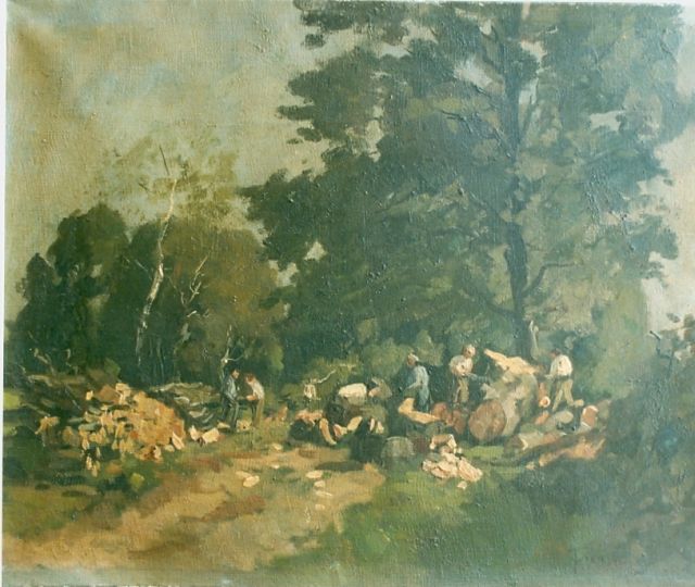Vuuren J. van | Gathering wood, Öl auf Leinwand 29,0 x 36,0 cm, signed l.r.