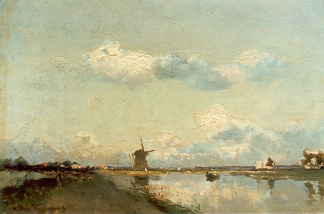 Willem Weissenbruch | Polder landscape, Öl auf Holz, 21,7 x 33,4 cm, signed l.l.