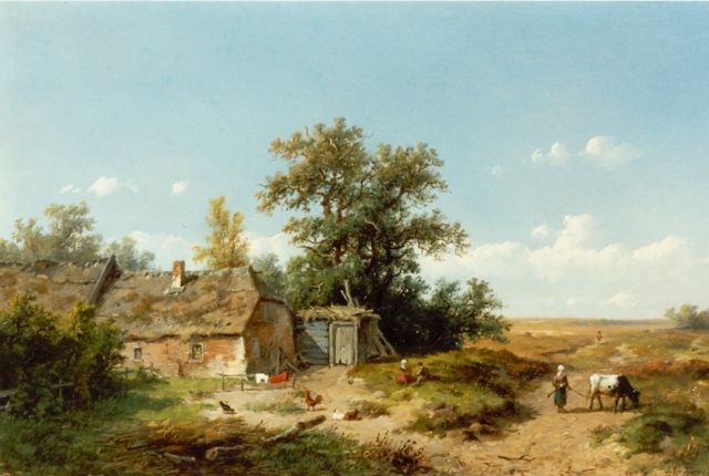 Anthonie Jacobus van Wijngaerdt | A farm in a landscape, Öl auf Holz, 23,3 x 35,9 cm, signed l.r.