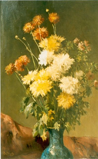 Chris van der Windt | Bouquet of chrysanthemum, Öl auf Leinwand, 60,4 x 40,0 cm, signed l.l.
