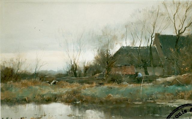 Chris van der Windt | Farm in a landscape, Aquarell auf Papier, 37,3 x 63,0 cm, signed l.r.