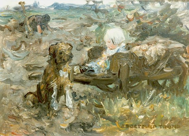 Jan Zoetelief Tromp | Family in a field, Öl auf Holz, 18,7 x 26,5 cm, signed l.r.
