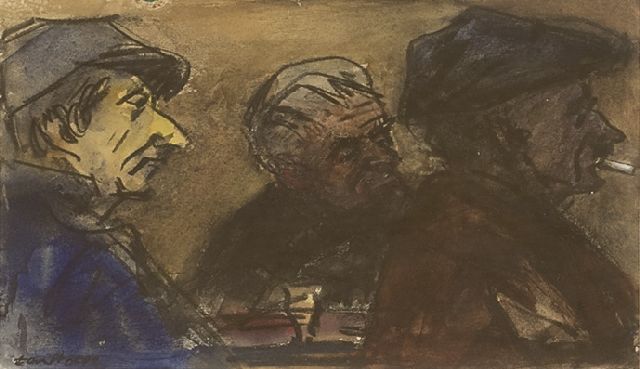 Hoope C.J.B. ten | Café Brun, Pont-en-Royans ( Isère, Frankreich), Holzkohle und Aquarell auf Papier 14,6 x 21,0 cm, Unterzeichnet u.l. und datiert 'mei 1972, Laren'