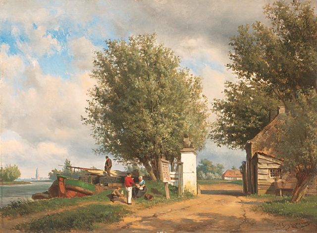 Piet Schipperus | A summer afternoon along the water near Rhenen, Öl auf Holz, 40,6 x 54,8 cm, signed l.r.