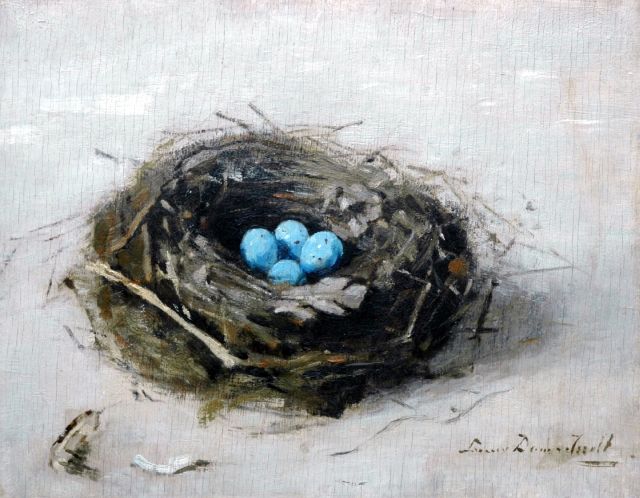 Lucie van Dam van Isselt | A bird's nest, Öl auf Holz, 27,2 x 34,8 cm, signed l.r.