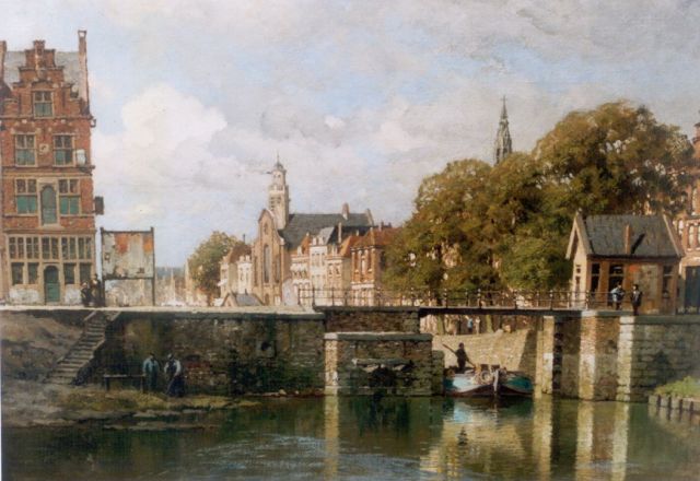 Karel Klinkenberg | View of a canal, Delfshaven, Öl auf Leinwand, 40,0 x 53,0 cm, signed l.r.