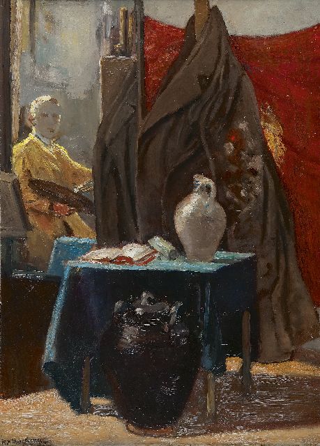Mackenzie M.H.  | Ecke in der Werkstatt mit Spiegelbild, Öl auf Holz 72,5 x 52,7 cm, Unterzeichnet l.u.