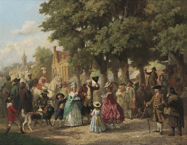 Jan Jacob Zuidema Broos | Street festivities, Öl auf Holz, 31,9 x 40,4 cm, signed l.l.