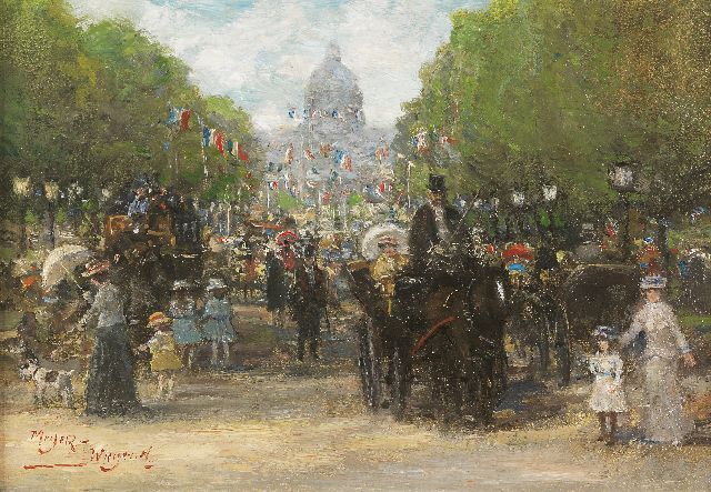 Rolf Dieter Meyer-Wiegand | Feast-day in Paris, Öl auf Holz, 14,0 x 20,0 cm, signed l.l.