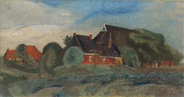 Jan Wiegers | Farmhouses near Groningen, Öl auf Leinwand, 40,1 x 75,0 cm, signed l.r. und painted circa 1930-1933