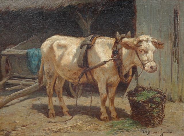 Wouter Verschuur jr. | Feeding time at the end of the day, Öl auf Holz, 15,2 x 20,6 cm, signed l.r.