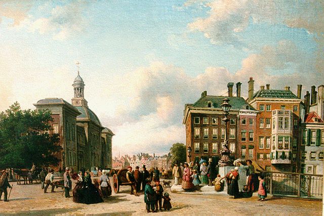 Elias Pieter van Bommel | Stock Exchange, Rotterdam, Öl auf Leinwand, 49,5 x 68,5 cm, signed l.r. und dated '65