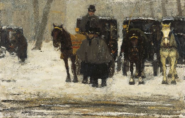 Floris Arntzenius | Coaches in the snow, Öl auf Holz, 38,7 x 59,4 cm, signed l.r. und zu datieren ca. 1895