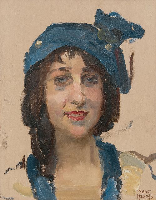 Isaac Israels | Smiling young woman, Öl auf Holz, 27,0 x 21,3 cm, signed l.r.