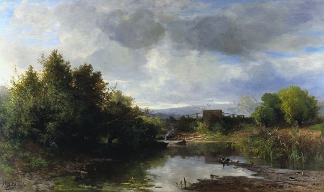 Johannes Warnardus Bilders | In the Ooij near Nijmegen, Öl auf Leinwand, 91,0 x 151,0 cm, signed l.l.