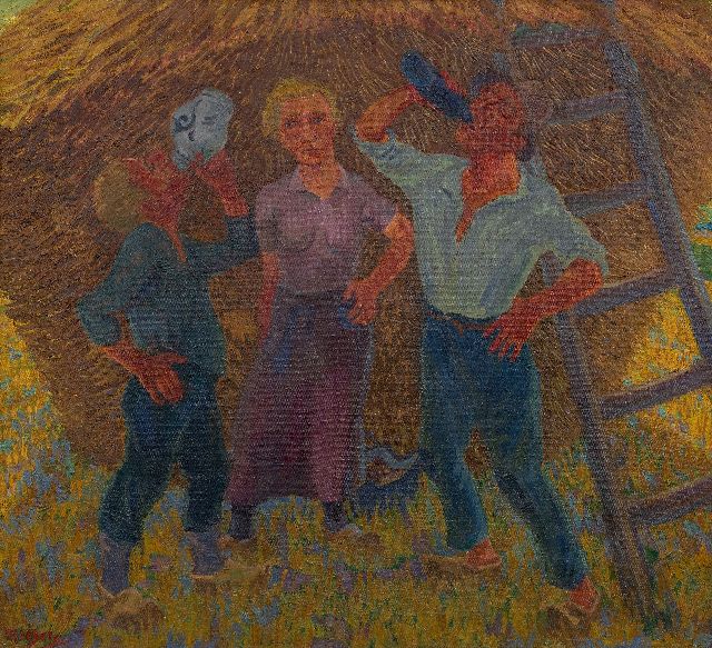 Melgers H.J.  | Trinkende Bauernleute, Drente, Öl auf Leinwand 68,3 x 74,6 cm, Unterzeichnet l.u. und verso und zu datieren um 1928