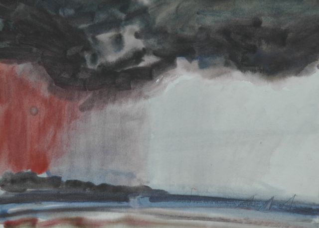 Jacques Slegers | Cloudburst, Aquarell auf Papier, 28,2 x 38,5 cm, signed u.l.