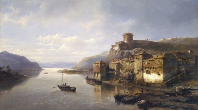 Kasparus Karsen | A view of Linz, with the river Donau, Öl auf Leinwand, 56,5 x 100,0 cm, signed l.r.