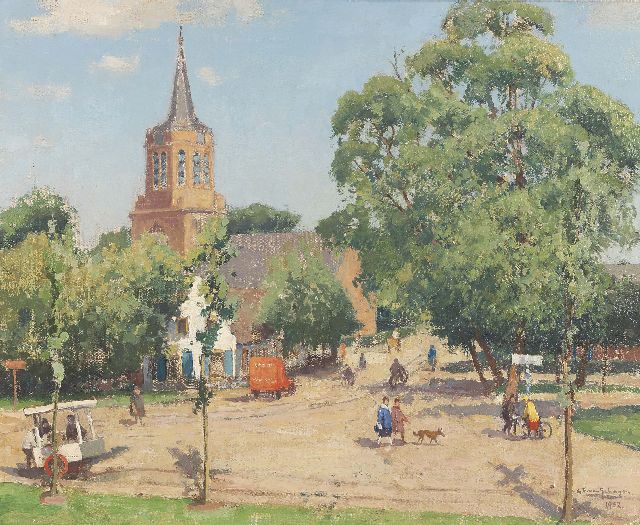 Gerbrand Frederik van Schagen | View of the Brink, Laren, Öl auf Leinwand, 43,4 x 53,5 cm, signed l.r. und dated 1932